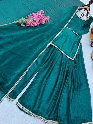 Teal mirror work readymade suit 4