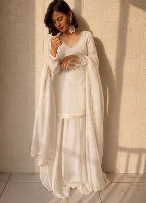 White emroidered readymade suit 2
