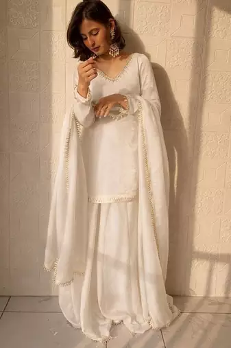 White emroidered readymade suit