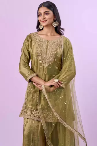 New latest trending embroidery siqunce and daimond hand work  kurta set