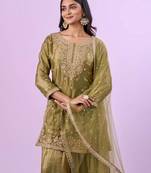 New latest trending embroidery siqunce and daimond hand work  kurta set