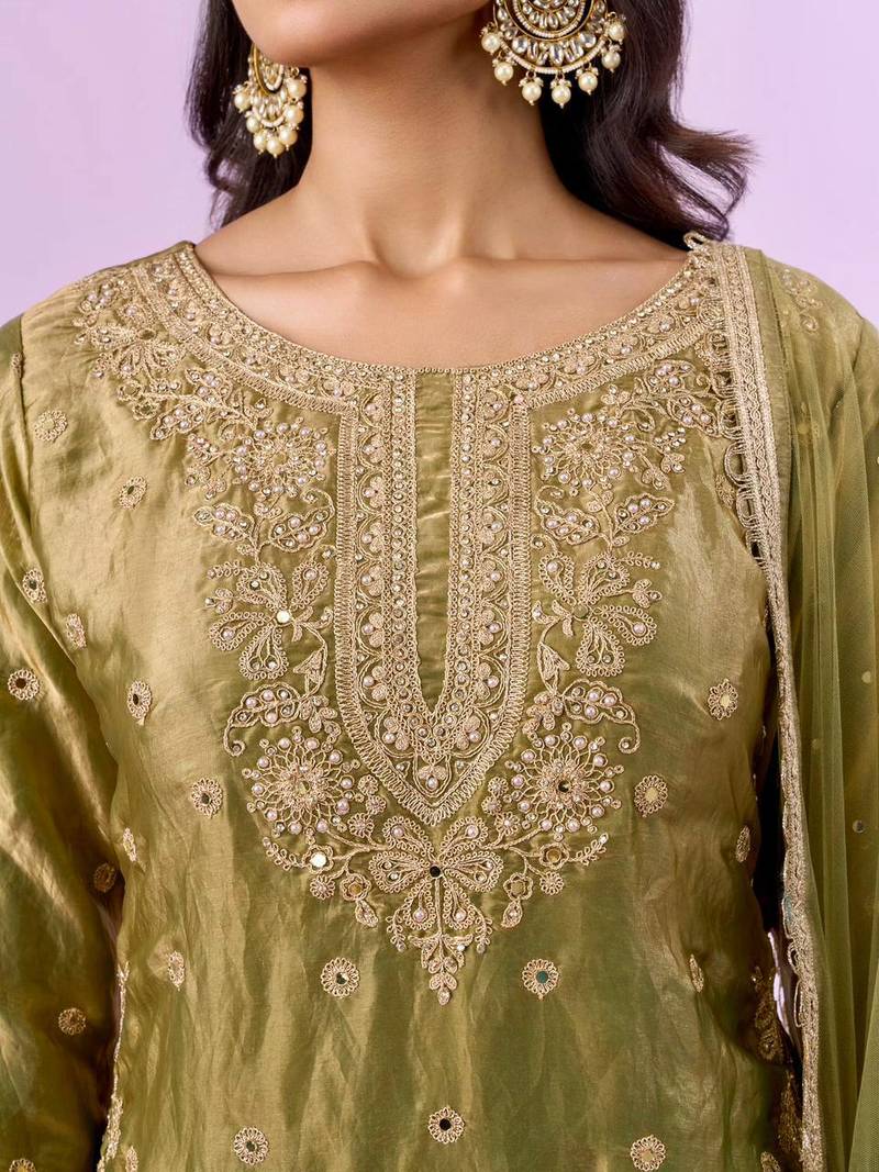 New latest trending embroidery siqunce and daimond hand work  kurta set