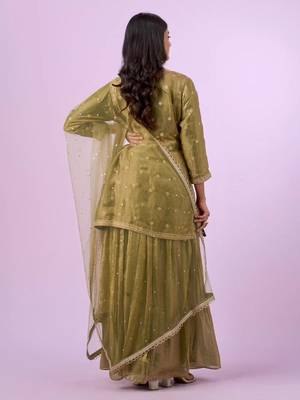 Green embroidery siqunce and daimond hand work readymade suit 3