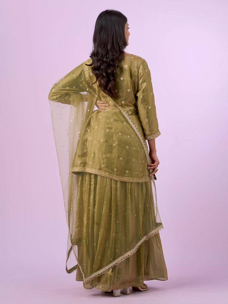 New latest trending embroidery siqunce and daimond hand work  kurta set