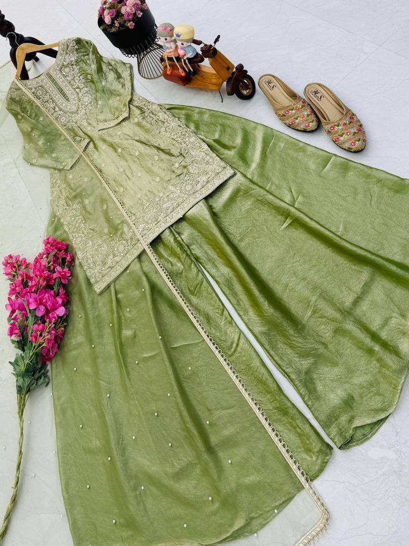 New latest trending embroidery siqunce and daimond hand work  kurta set