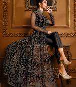 Black net embroidered anarkali suit