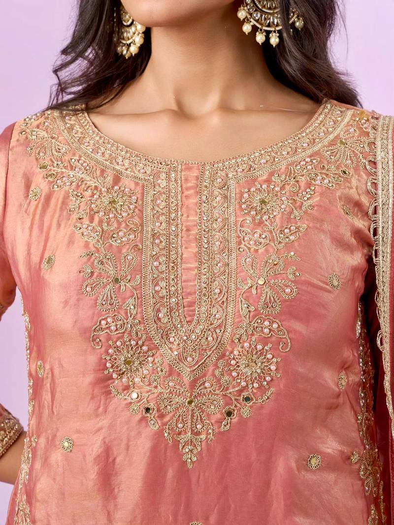 New latest trending embroidery siqunce and daimond hand work  kurta set