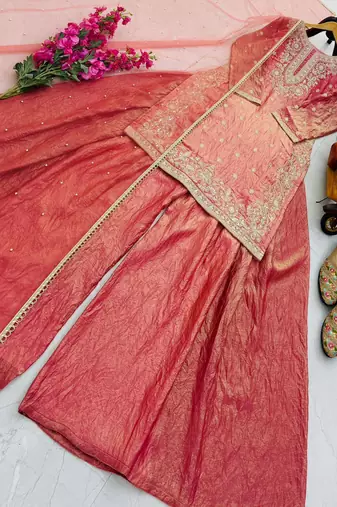 New latest trending embroidery siqunce and daimond hand work kurta set