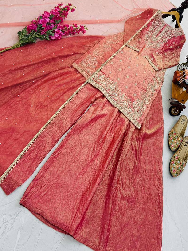 New latest trending embroidery siqunce and daimond hand work  kurta set