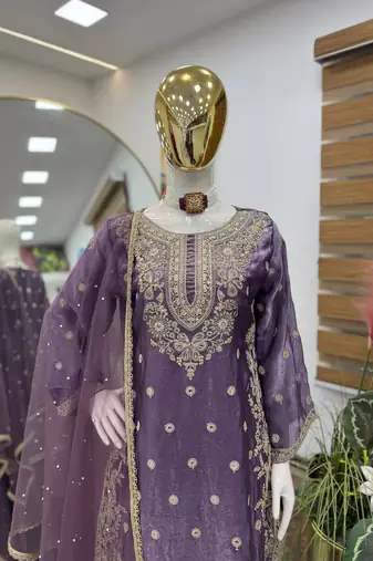 Purple wedding wear Readymade suit
