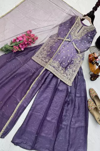 Purple wedding wear Readymade suit
