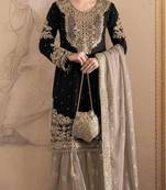 Black georgette embroidered palazzo set