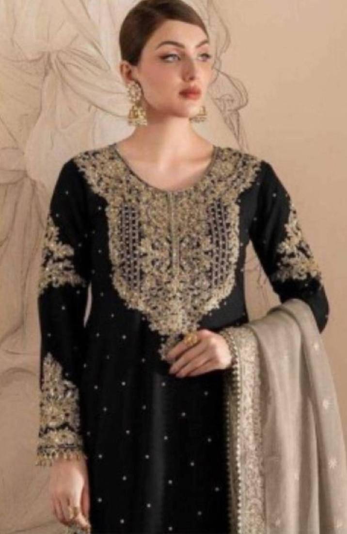Black georgette embroidered palazzo set