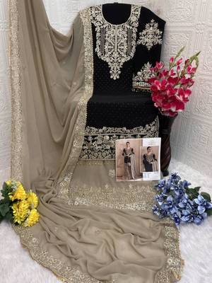Black georgette embroidered palazzo set 3