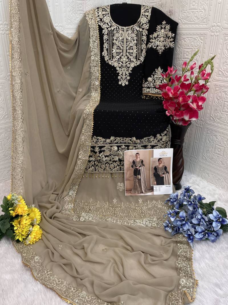Black georgette embroidered palazzo set