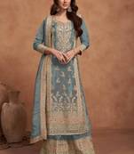 Grey silk embroidered palazzo set