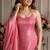 Pink silk blend zari sequin embroidered kurta & sharara set