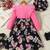 Pink floral print ribbed cotton blend fit & flare girls dress