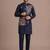 Blue roman silk designer multi embroidery work kurta set for men