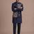 Blue roman silk designer multi embroidery work kurta set for men