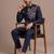 Blue roman silk designer multi embroidery work kurta set for men