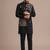 Black roman silk designer multi embroidery work kurta set for men