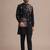 Black roman silk designer multi embroidery work kurta set for men