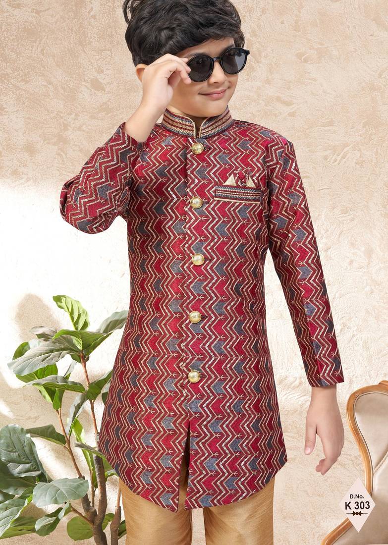 boys stylish indo western ethnic set thread work for festive