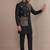 Black roman silk designer multi embroidery work kurta set for men