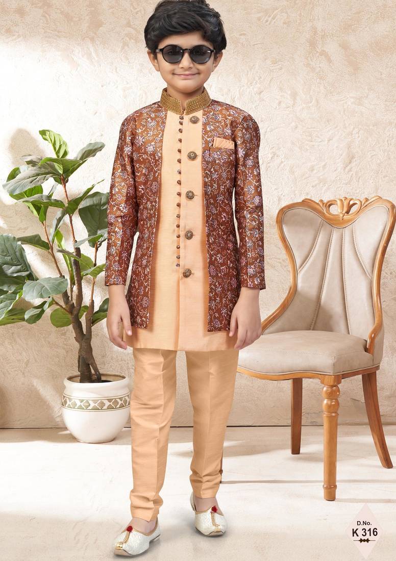 boys stylish indo western ethnic set thread work for festive