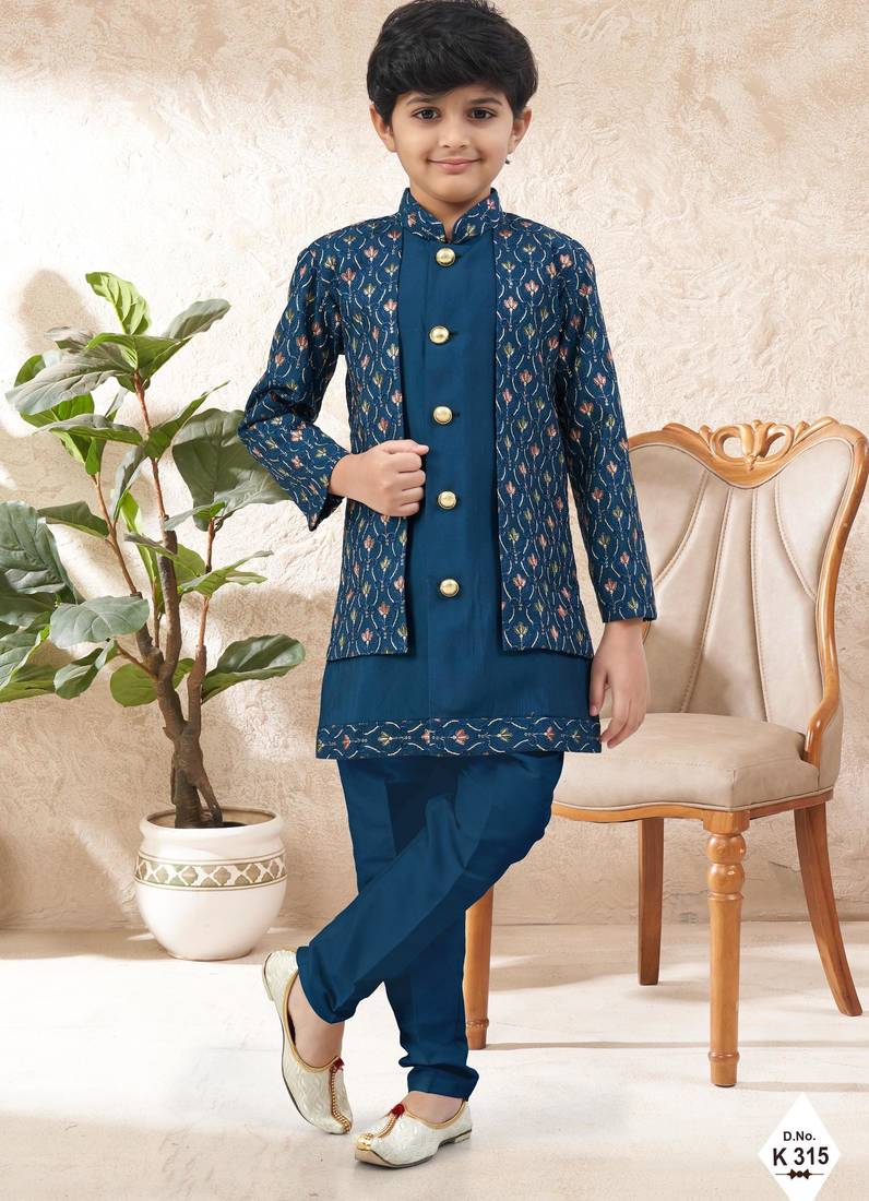 boys stylish indo western ethnic set thread work for festive