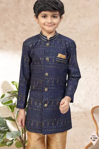 boys stylish indo western ethnic set thread work for festive
