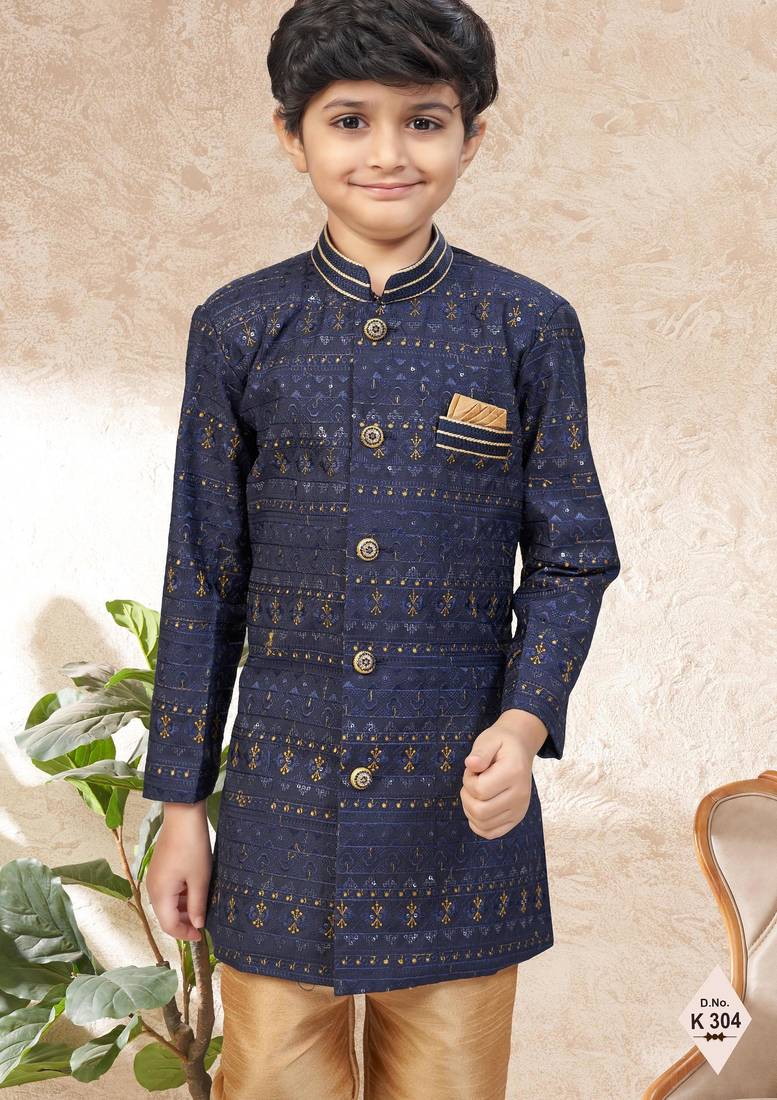 boys stylish indo western ethnic set thread work for festive