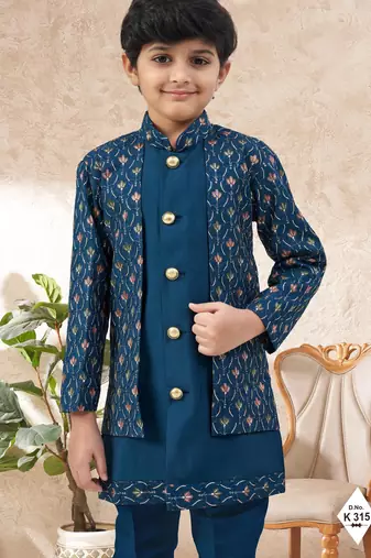 boys stylish indo western ethnic set thread work for festive