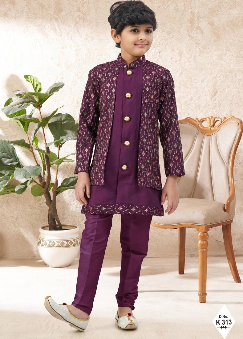 boys stylish indo western ethnic set thread work for festive