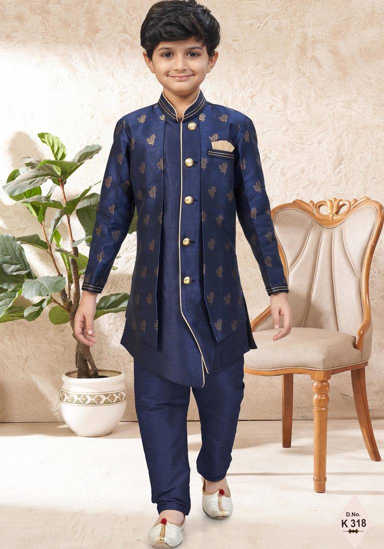 boys stylish indo western ethnic set thread work for festive
