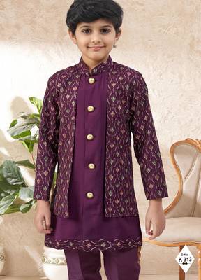 boys stylish indo western ethnic set thread work for festive 2