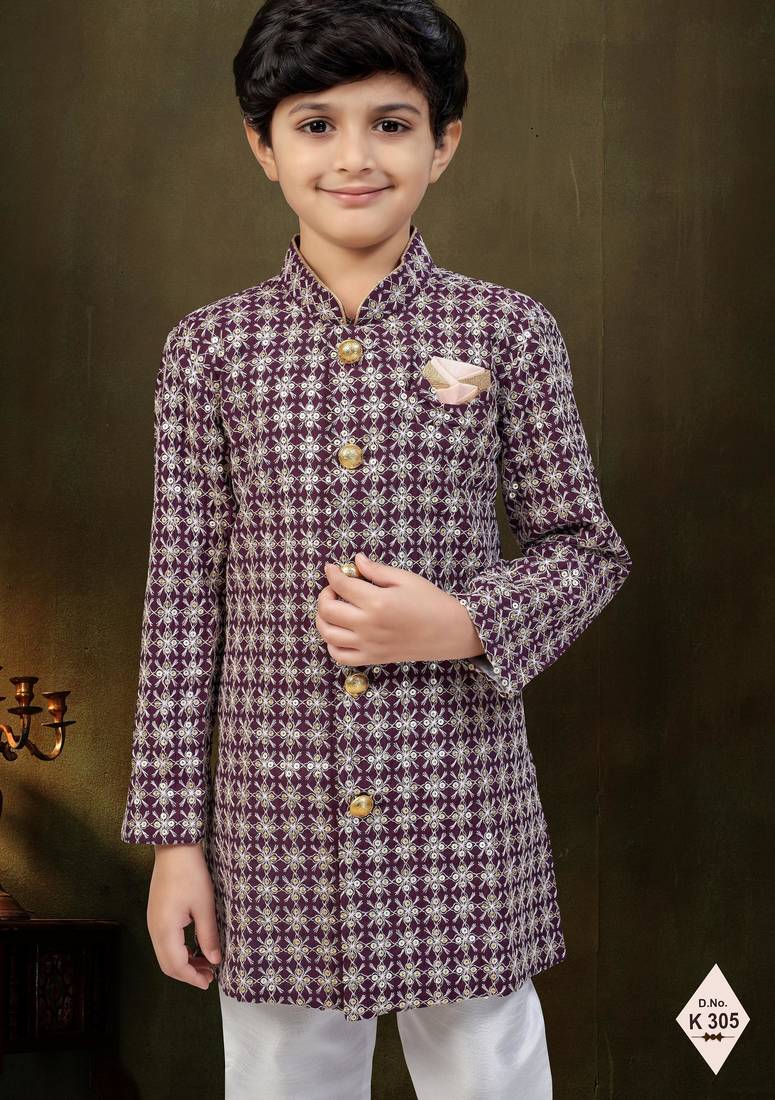 boys stylish indo western ethnic set thread work for festive