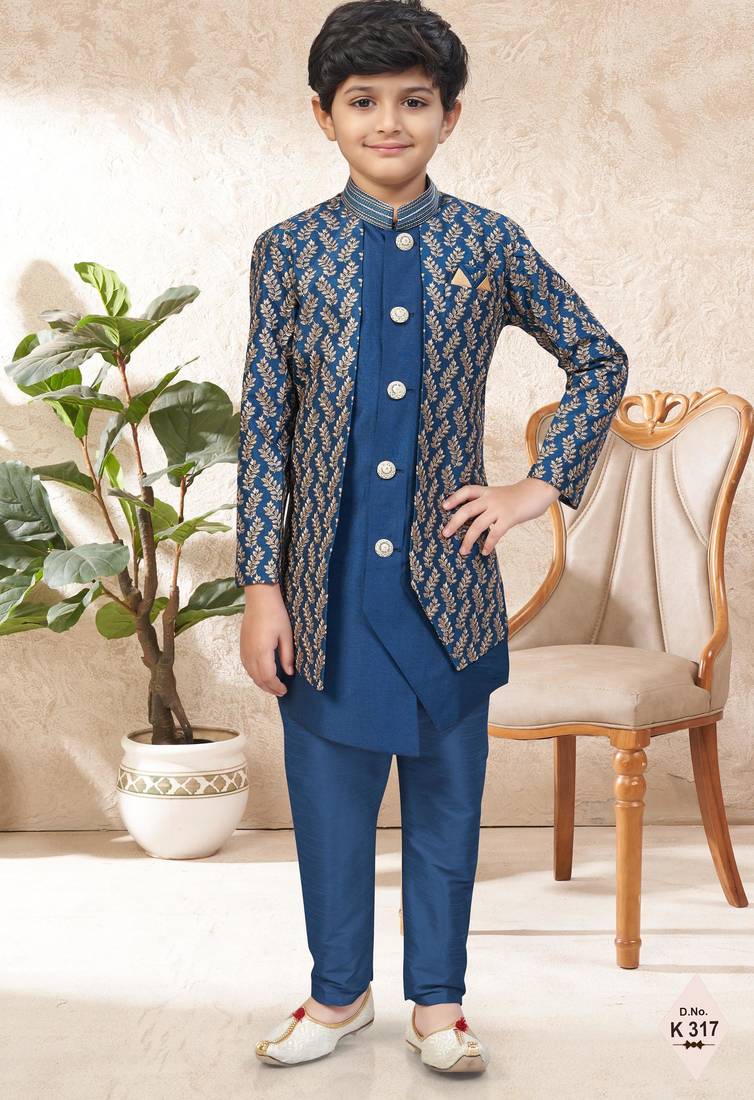 boys stylish indo western ethnic set thread work for festive