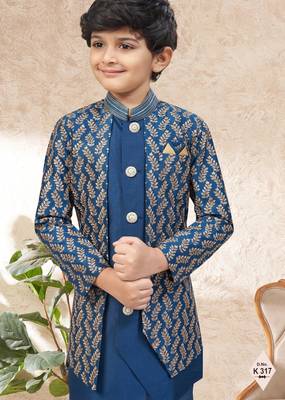 boys stylish indo western ethnic set thread work for festive 2