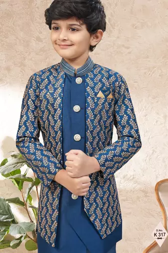 boys stylish indo western ethnic set thread work for festive