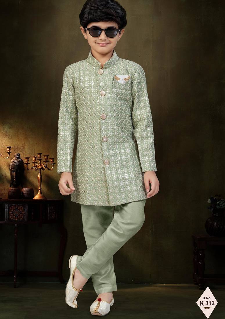 boys stylish indo western ethnic set thread work for festive