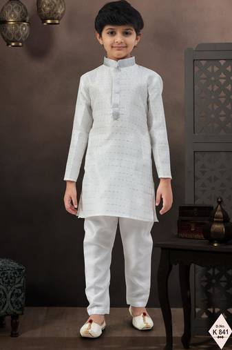 boys ethnic jacquard kurta pajama set thread work for festive