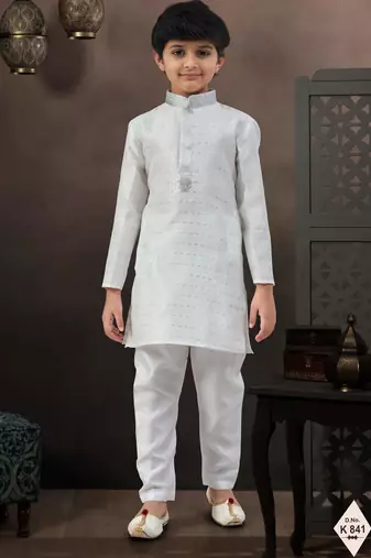 boys ethnic jacquard kurta pajama set thread work for festive