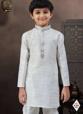 boys ethnic jacquard kurta pajama set thread work for festive 2