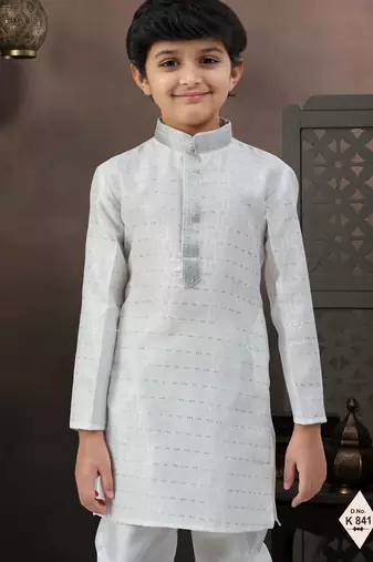 boys ethnic jacquard kurta pajama set thread work for festive