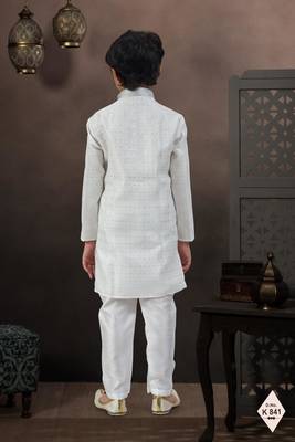 boys ethnic jacquard kurta pajama set thread work for festive 3