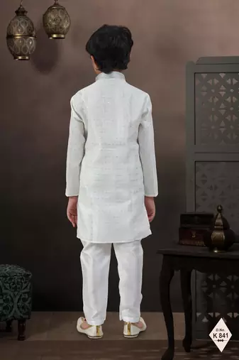 boys ethnic jacquard kurta pajama set thread work for festive