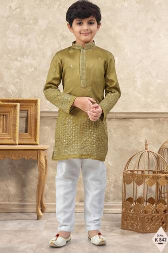 boys ethnic jacquard kurta pajama set thread work for festive