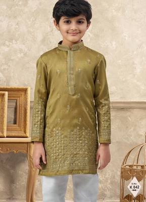 boys ethnic jacquard kurta pajama set thread work for festive 2